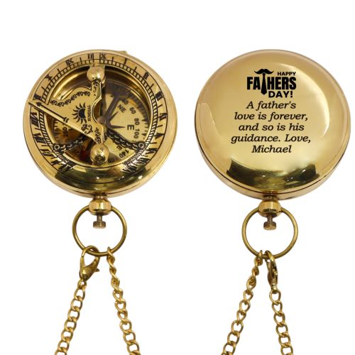 Engraved Fathers Day Brass Sundial Compass