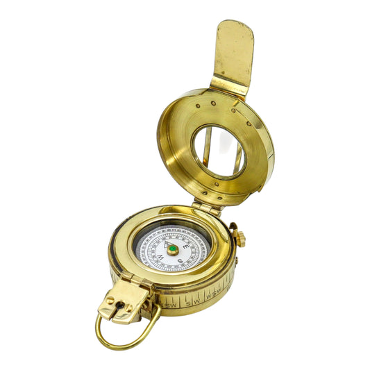 Personalised Brass Prismatic Marching Compass with Wooden Box