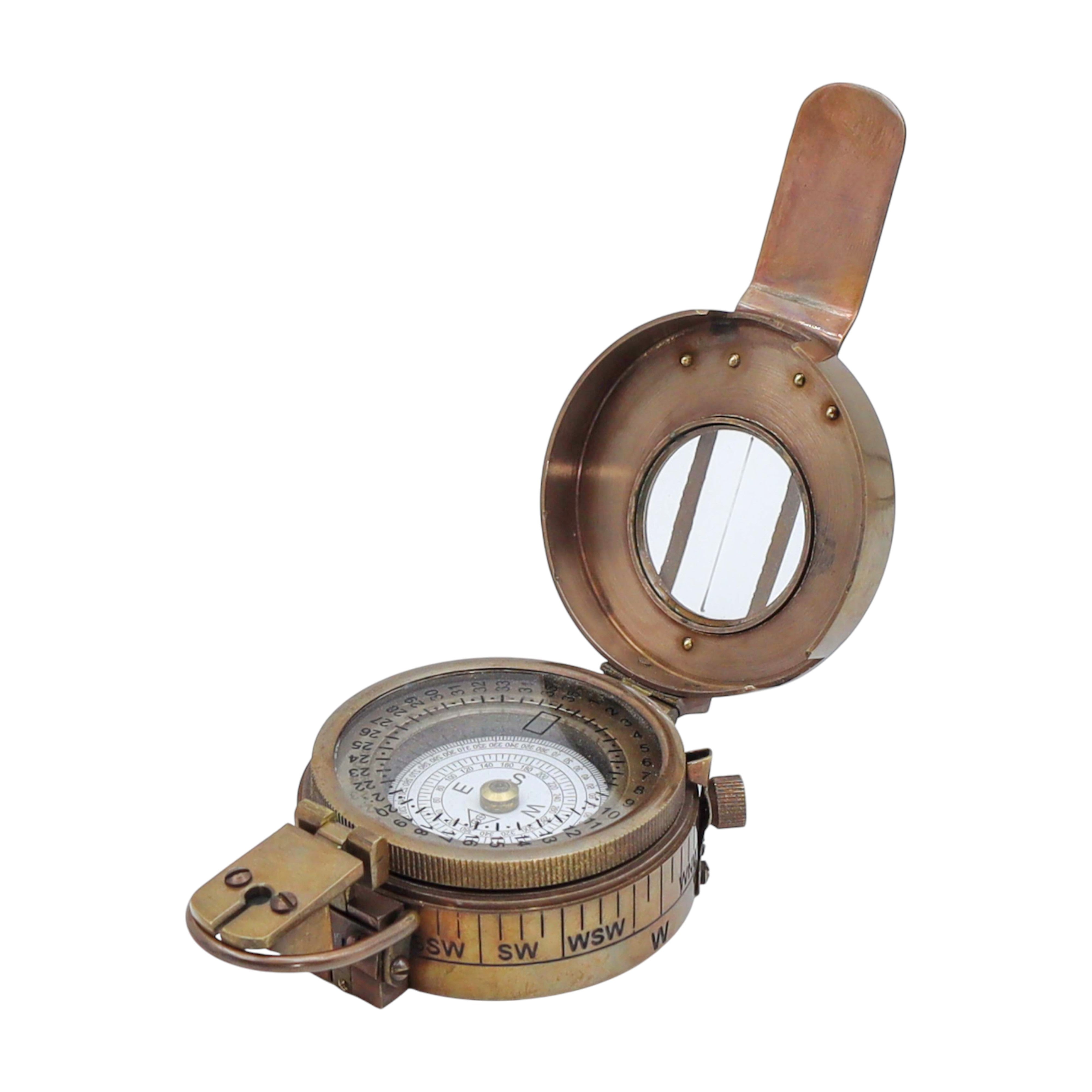 Personalised Bronze Prismatic Marching Compass with Wooden Box