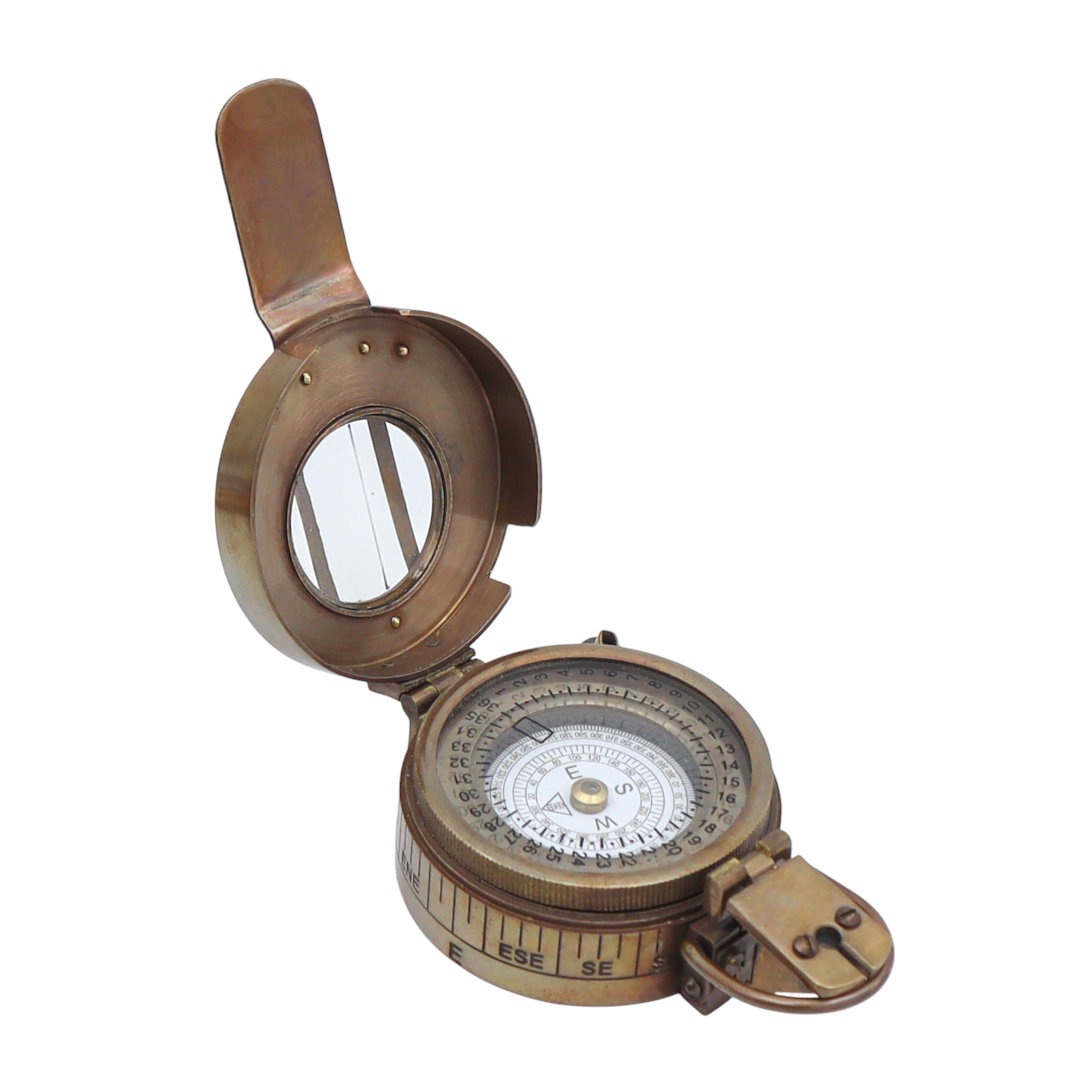 Personalised Bronze Prismatic Marching Compass with Wooden Box