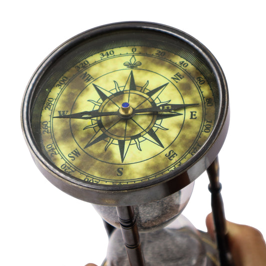 10-Minute Sand Timer with Compass on Both Ends