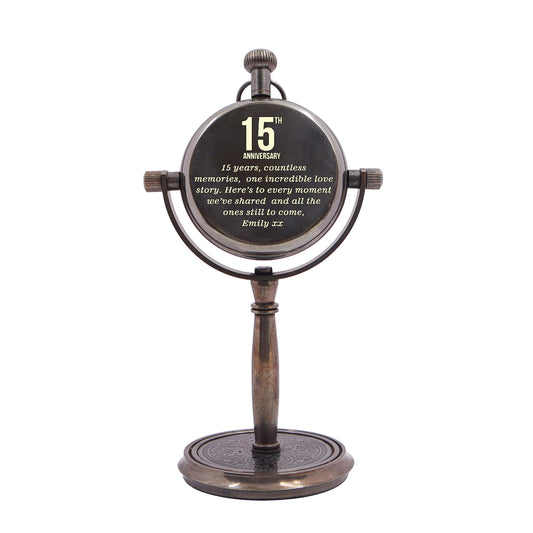 Personalized 15th Crystal Anniversary Desk Clock