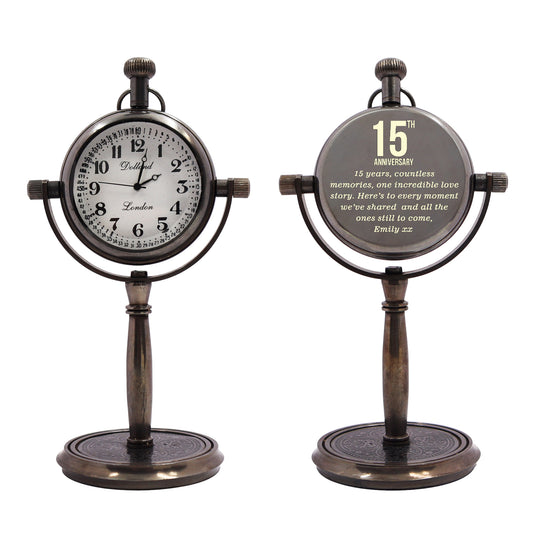 Personalized 15th Crystal Anniversary Desk Clock