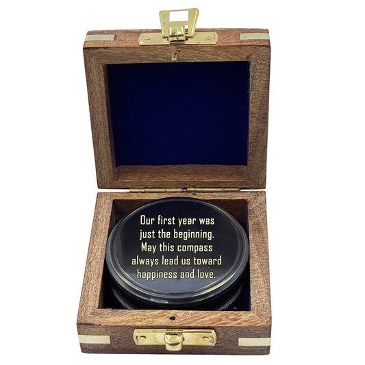 Personalized 1st Anniversary Gunmetal Poem Compass