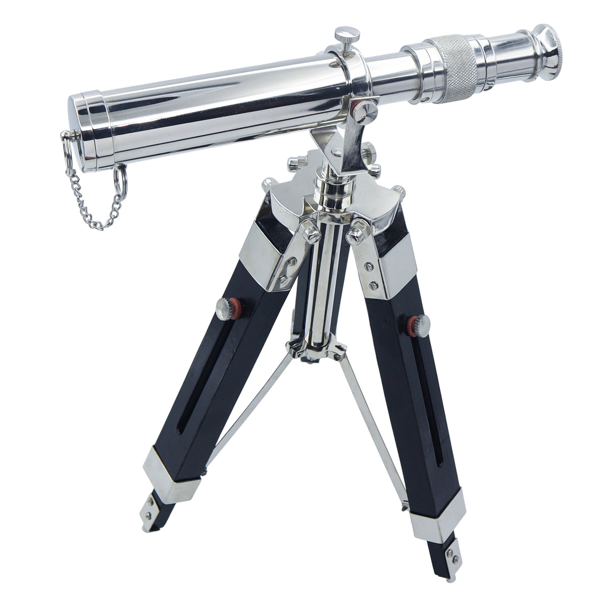 Personalised Chrome Telescope with Black Wooden Tripod