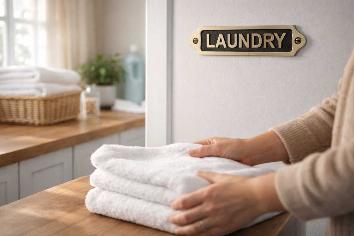 Solid Brass Laundry Sign