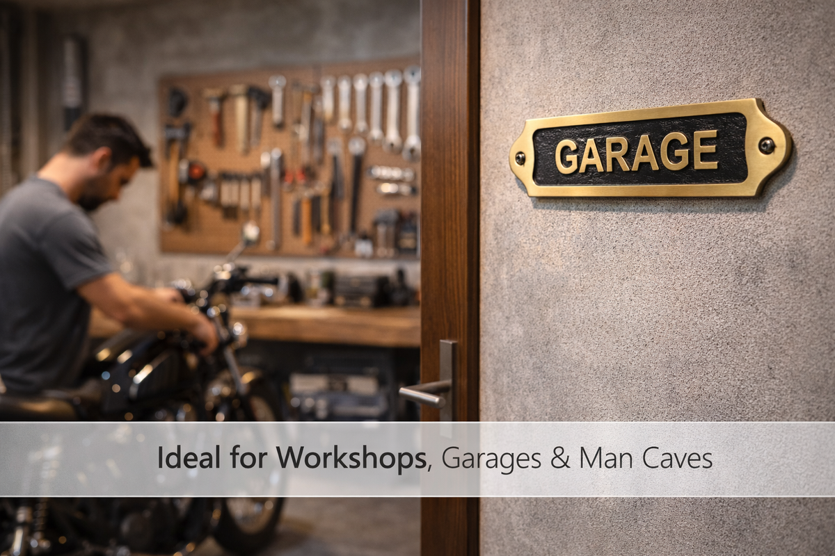 Brass Garage Sign Plaque