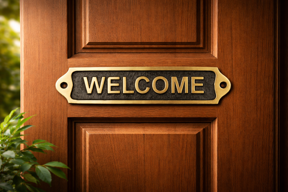 Brass Welcome Door Plaque