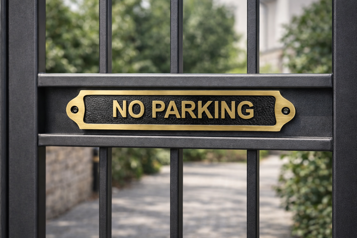 Custom No Parking Solid Brass Plaque