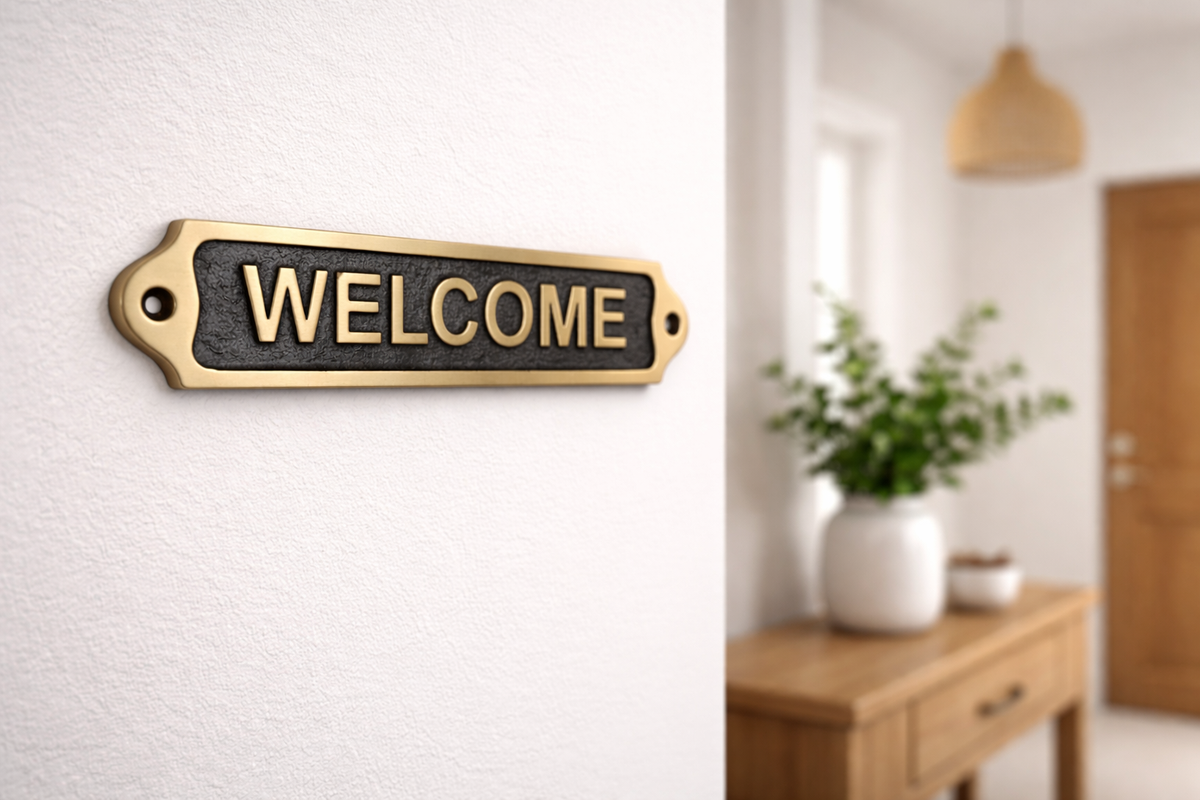 Brass Welcome Door Plaque