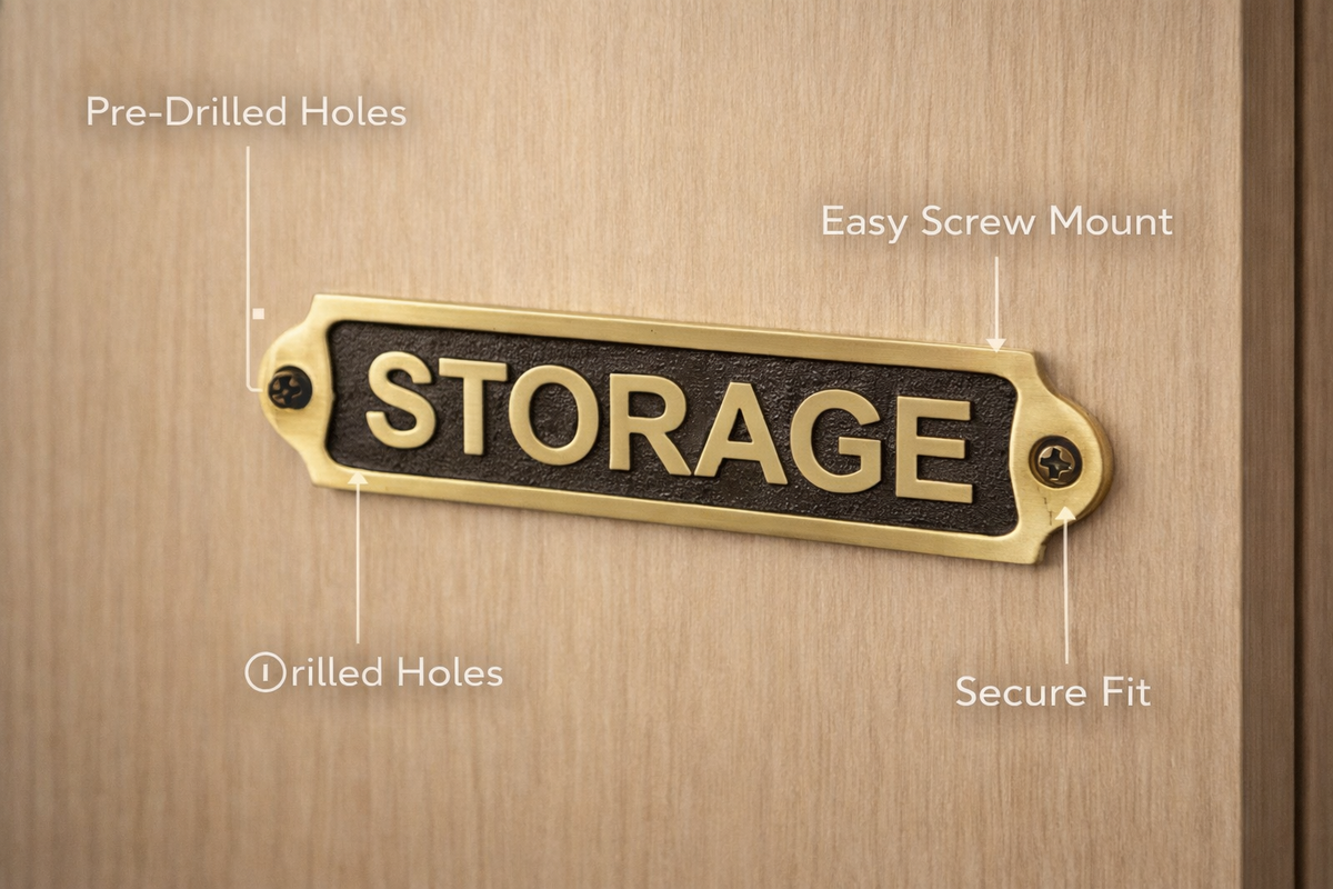 Solid Brass Storage Wall Sign