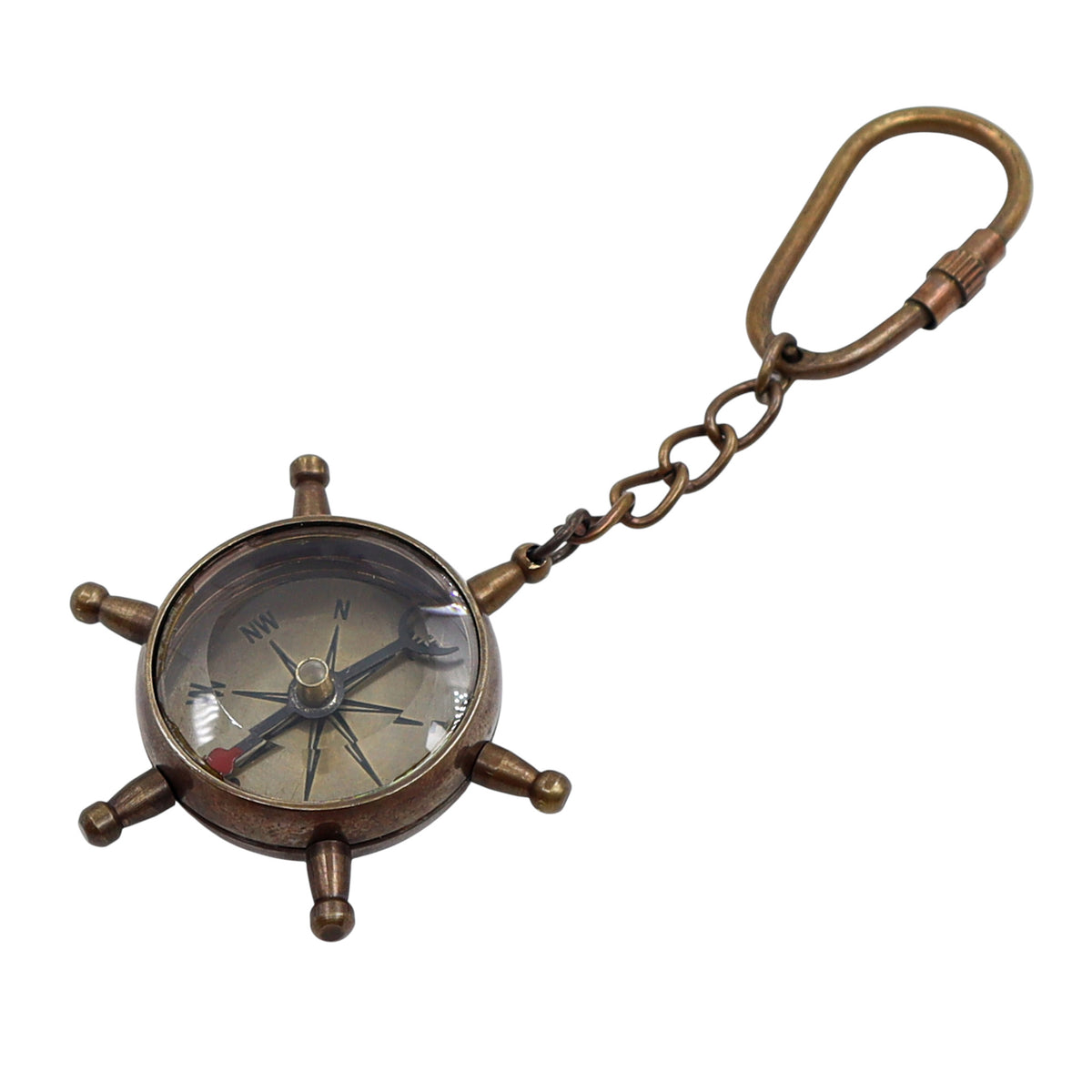 Bronze Ship Wheel Compass Keyring