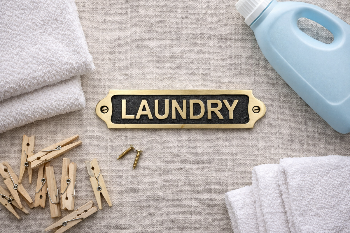 Solid Brass Laundry Sign
