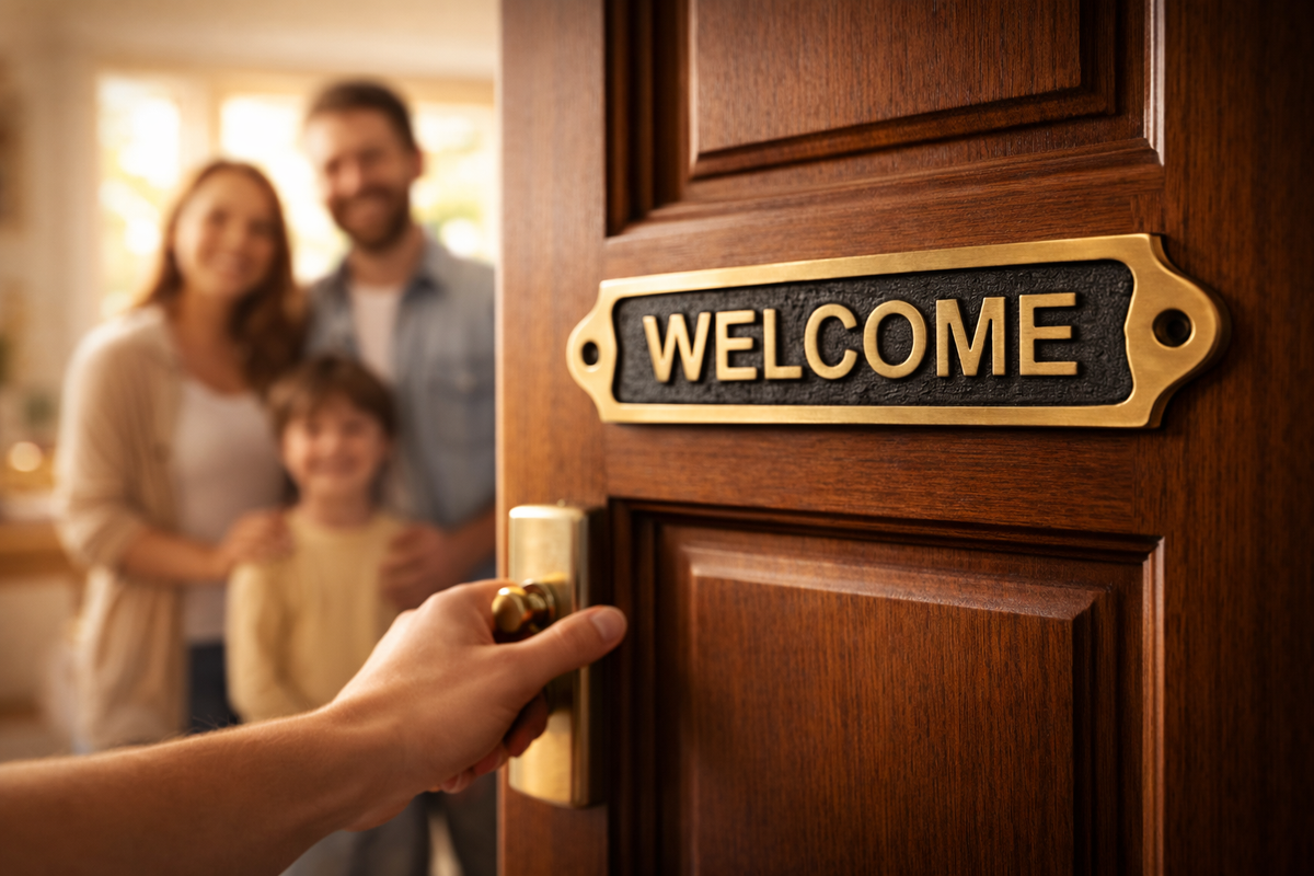 Brass Welcome Door Plaque