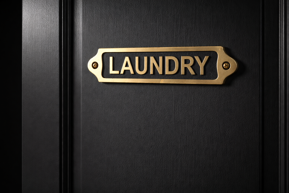 Solid Brass Laundry Sign