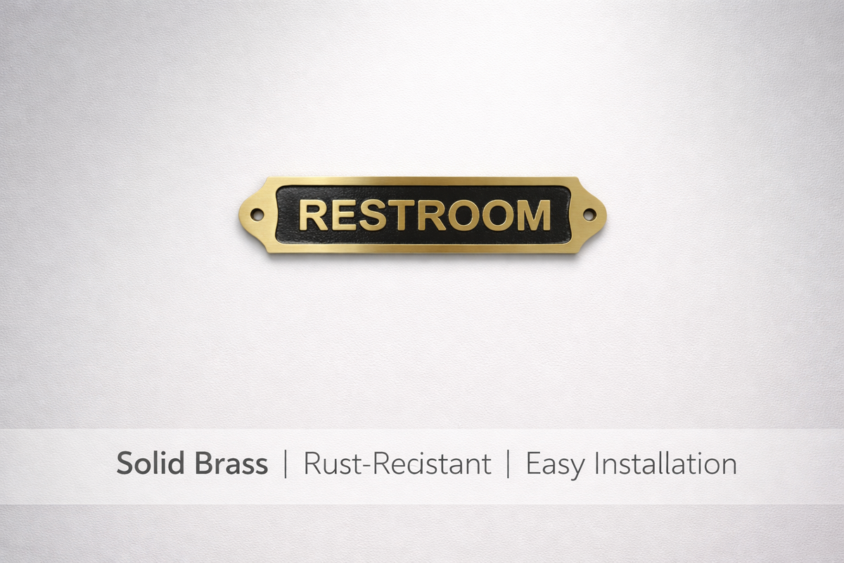 Custom Brass Restroom Plaque