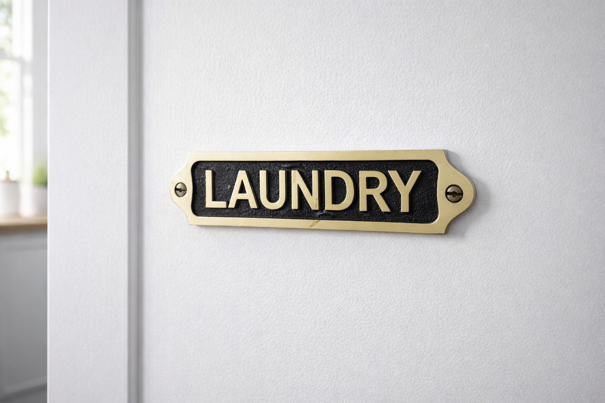 Solid Brass Laundry Sign