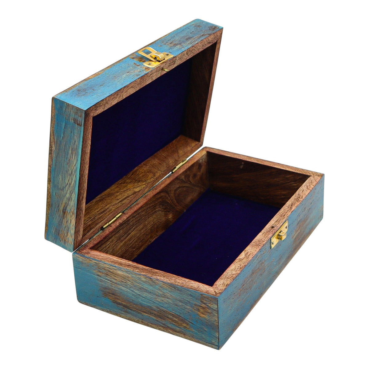 Blue Tree of Life Wooden Chest