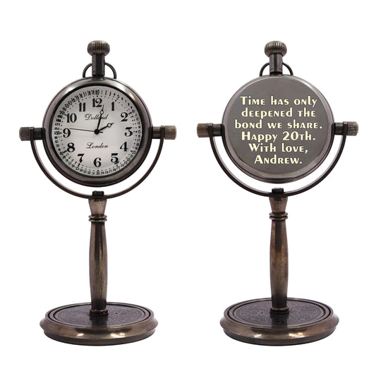 Personalised 20th Porcelain Anniversary Desk Clock