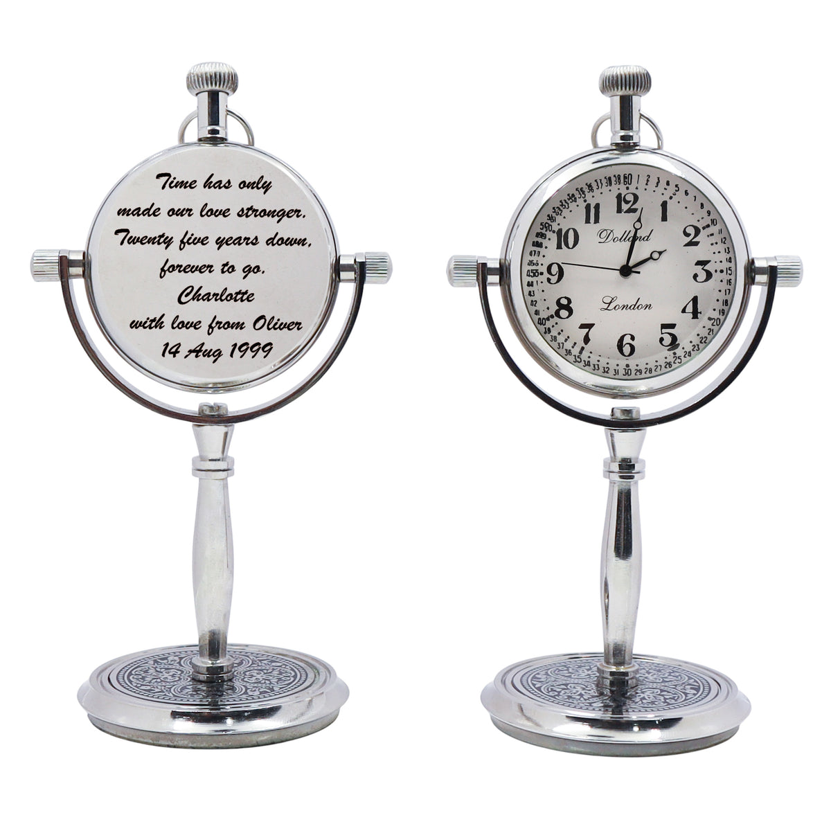 Personalized 25th Anniversary Chrome Desk Clock