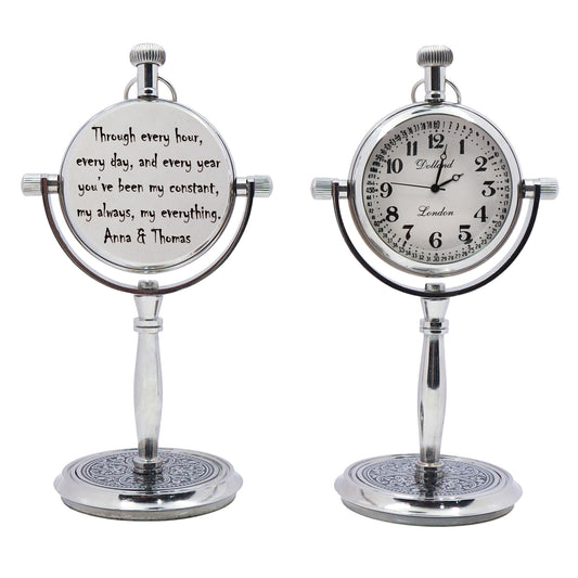 Personalized 25th Anniversary Chrome Desk Clock