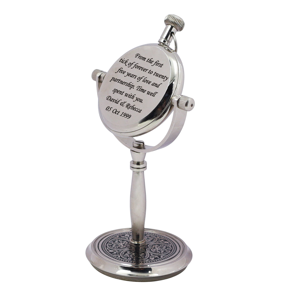 Personalized 25th Anniversary Chrome Desk Clock
