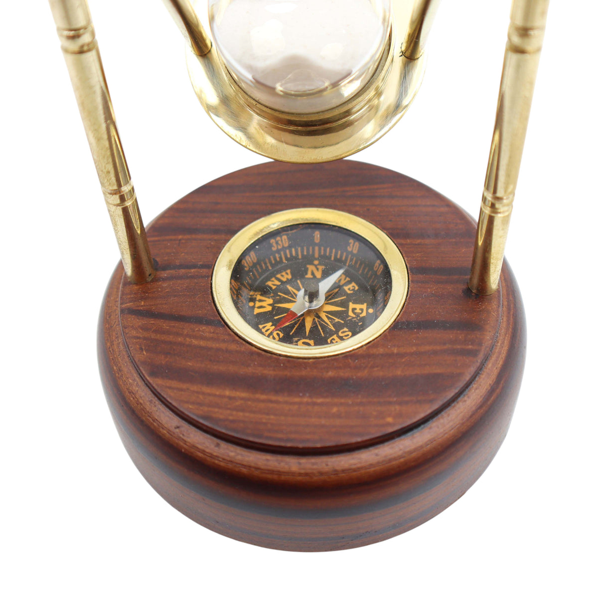 Custom 3 Minute Hourglass with Wooden Base & Compass