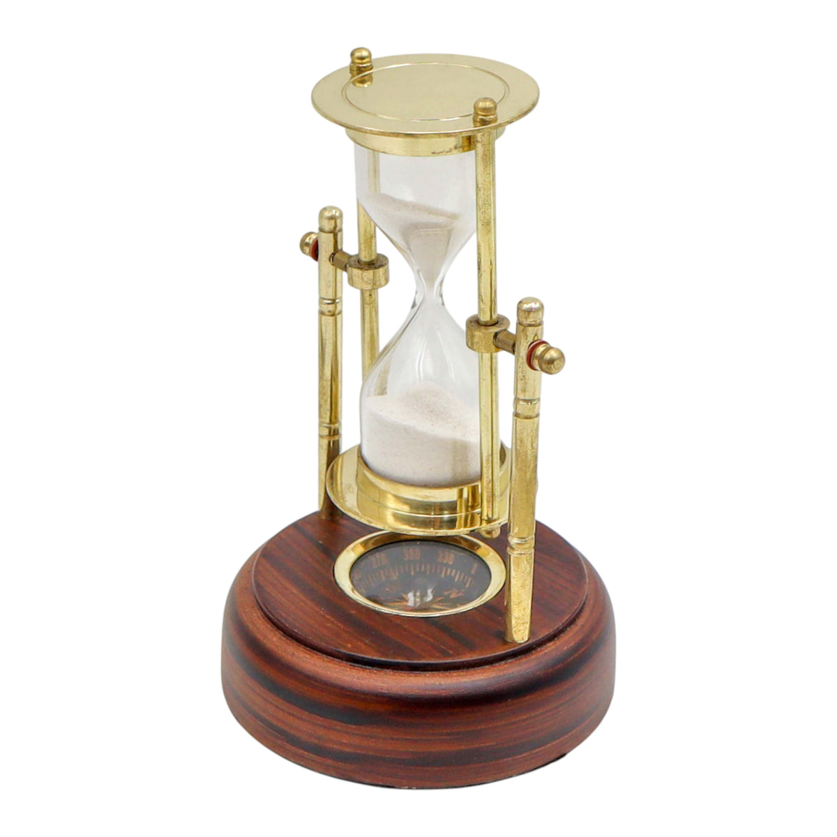 Custom 3 Minute Hourglass with Wooden Base & Compass