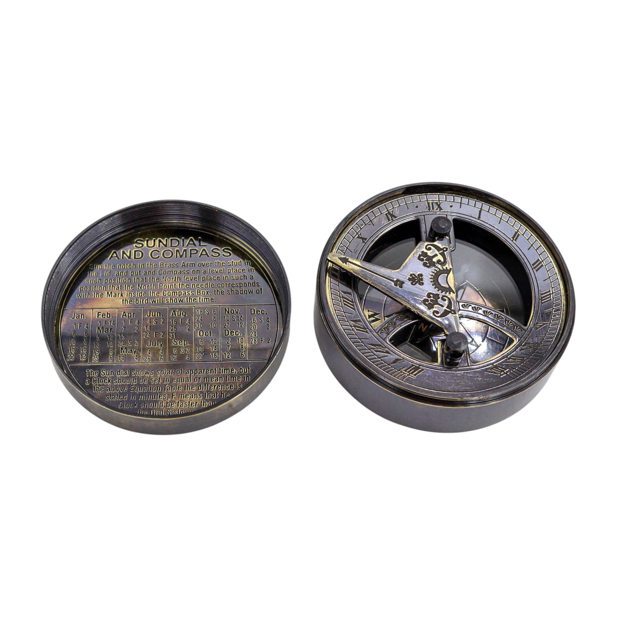 Personalised Gunmetal Signature Sundial Compass