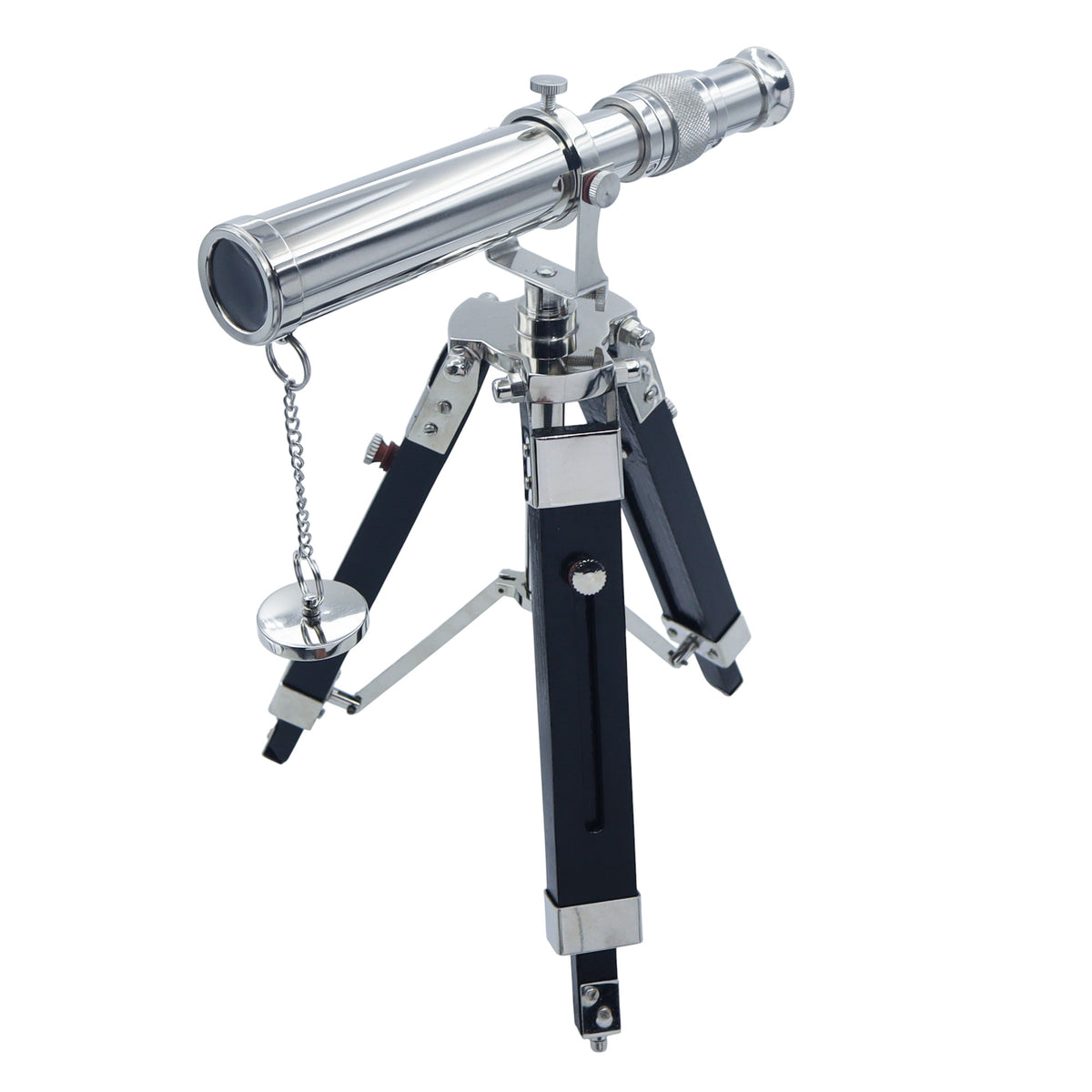 Personalised Chrome Telescope with Black Wooden Tripod