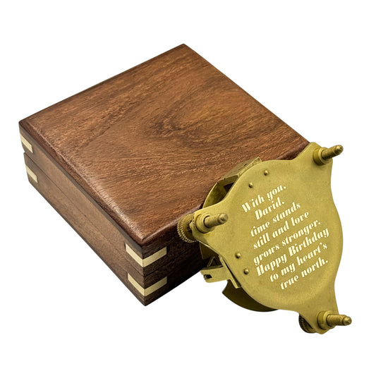 Personalised Working Brass Sundial Compass