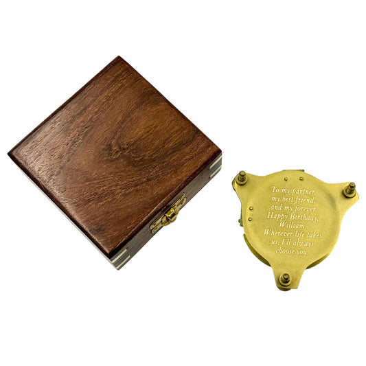 Personalised Working Brass Sundial Compass