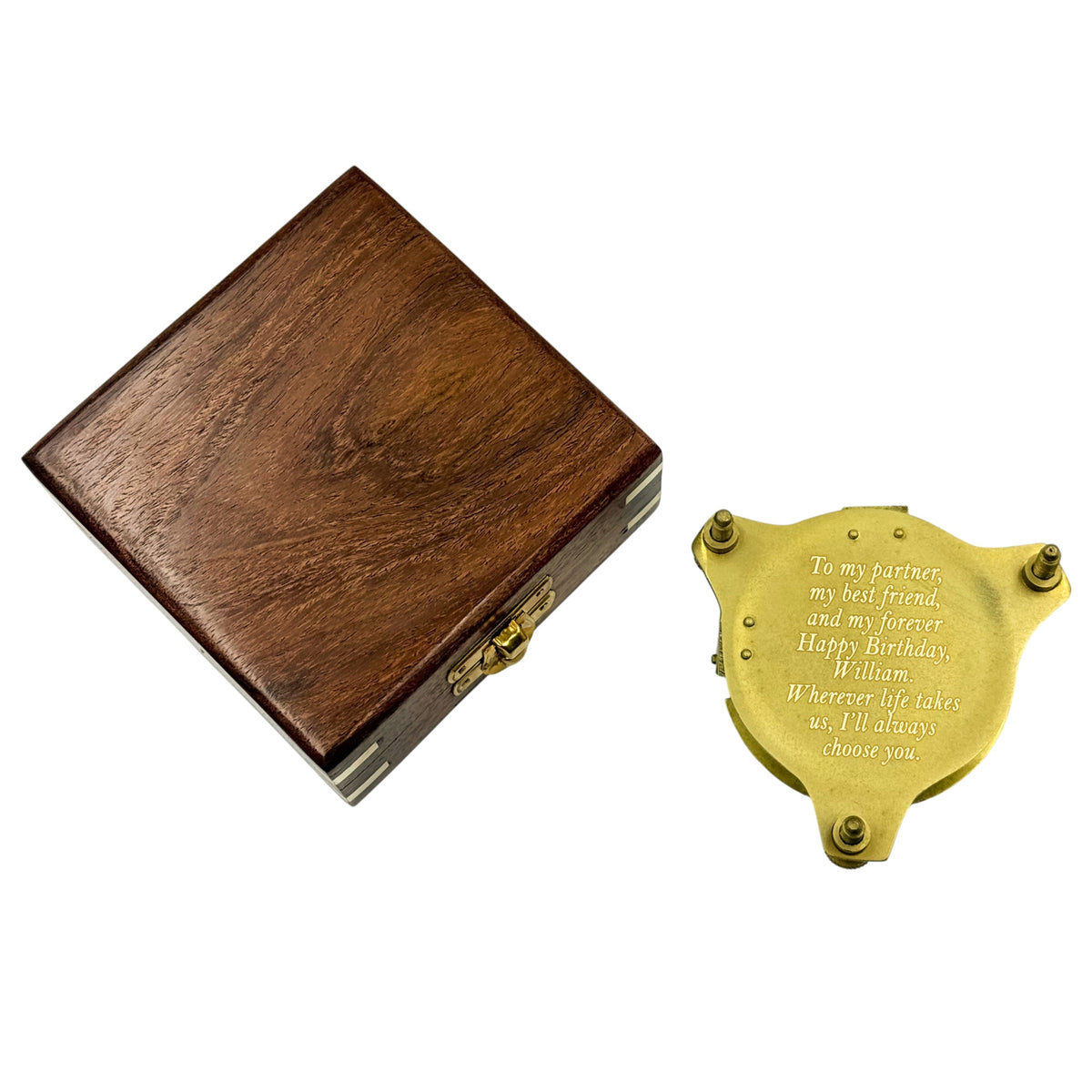 Personalised 3-inch Brass Sundial Compass