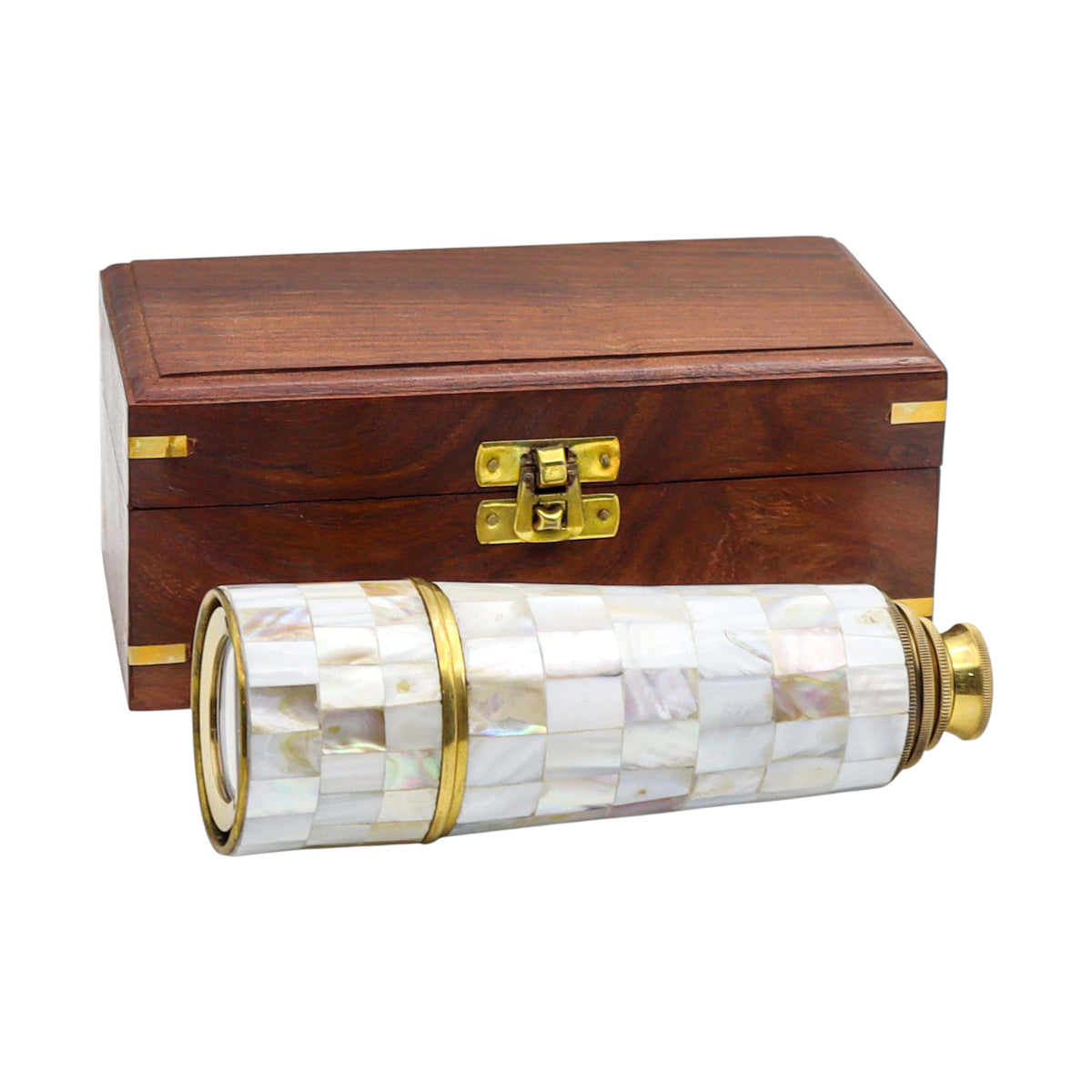 Personalised Mother of Pearl Telescope with Wooden Box