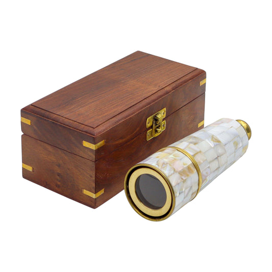 Personalised Mother of Pearl Telescope with Wooden Box