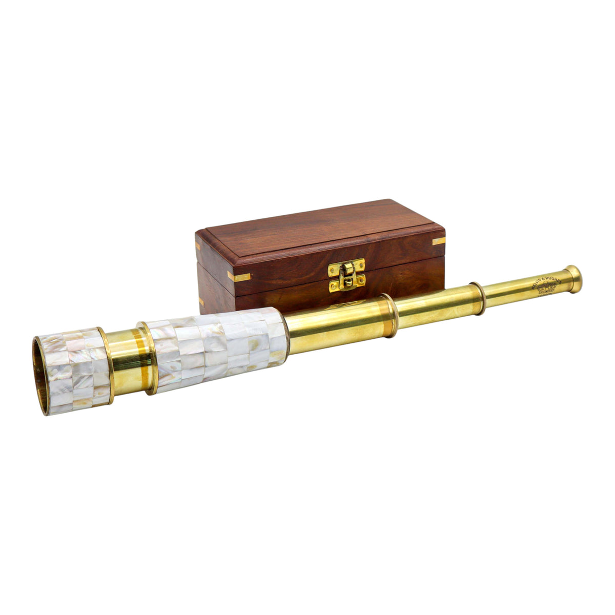 Personalised Mother of Pearl Telescope with Wooden Box