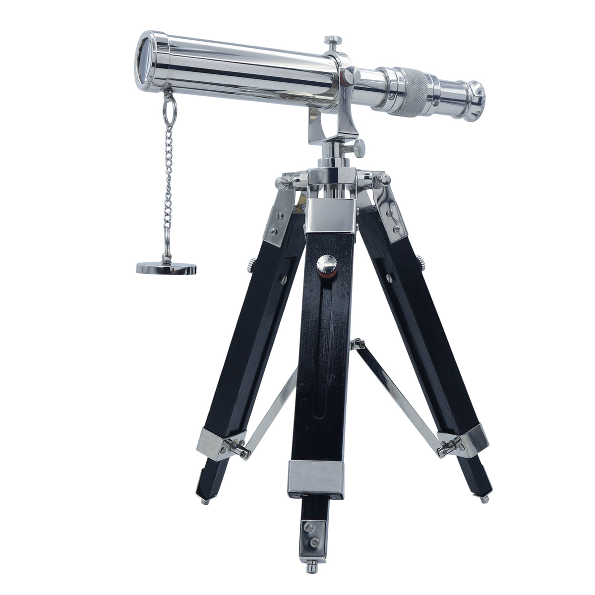 Personalised Chrome Telescope with Black Wooden Tripod