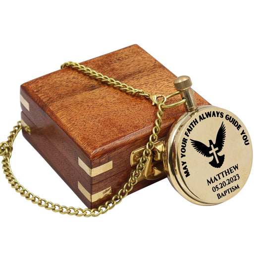Custom Baptism Pocket Watch for Son, Grandson, Godson