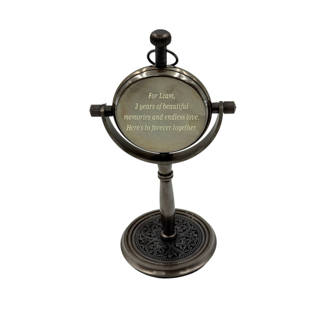 Personalised 3rd Leather Anniversary Desk Clock