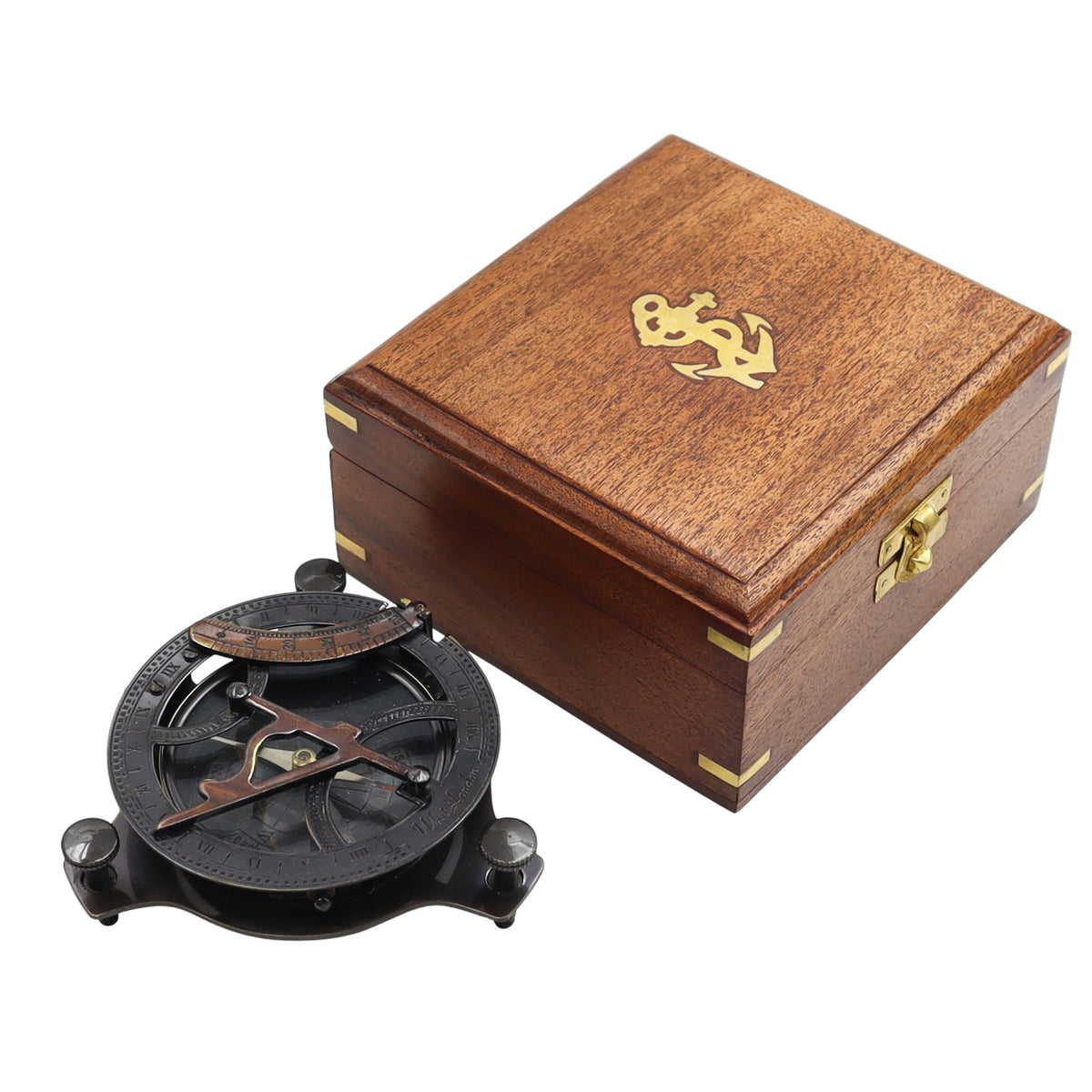 Personalised 4-Inch Gunmetal Sundial Compass