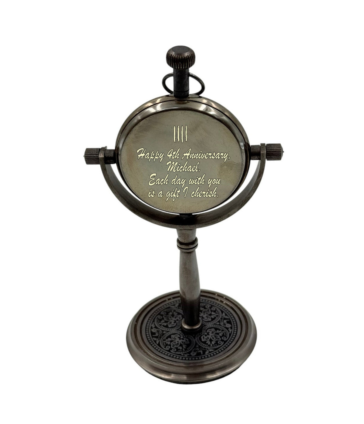 Custom 4th Silk Anniversary Table Clock