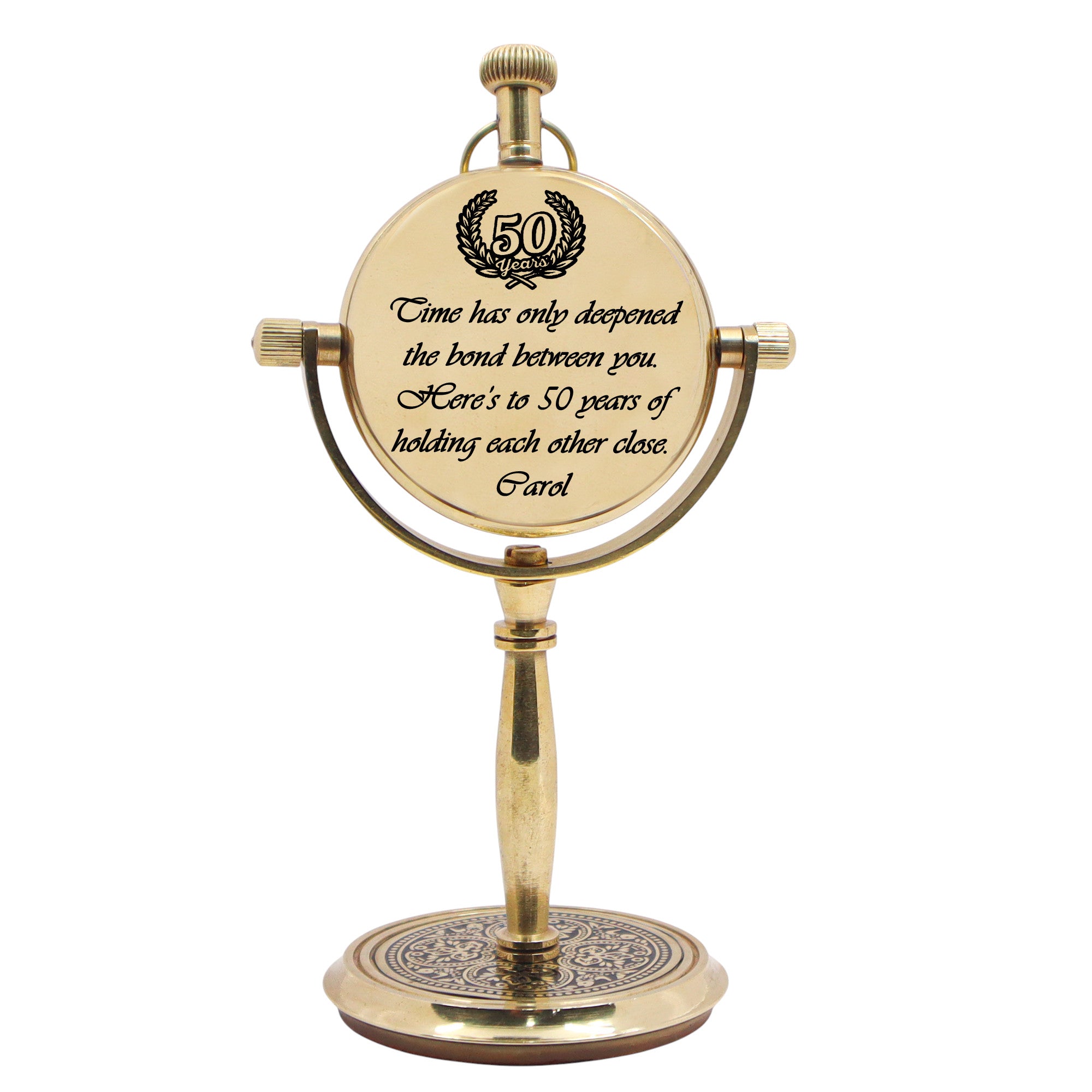 Personalised Brass Desk Clock