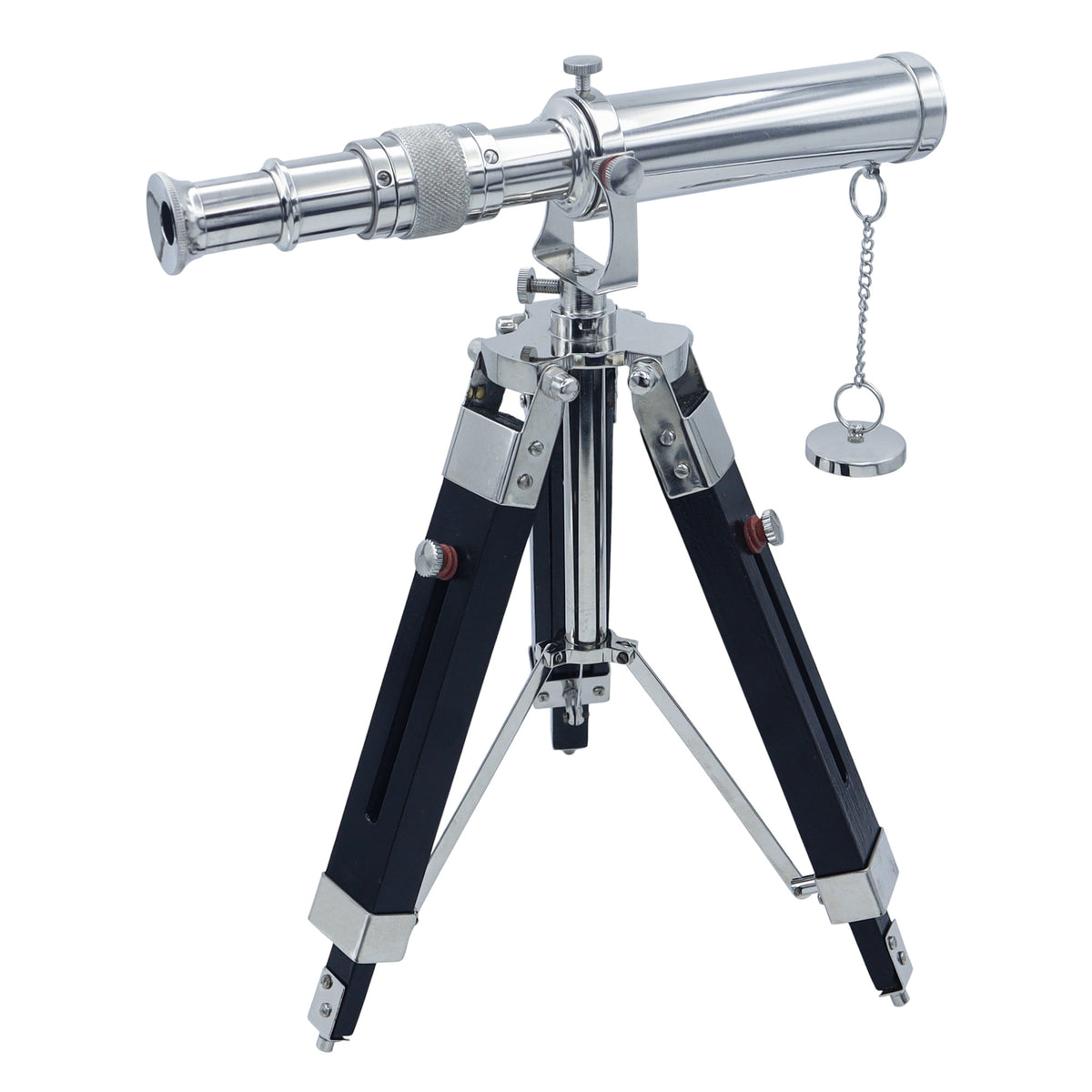 Personalised Chrome Telescope with Black Wooden Tripod