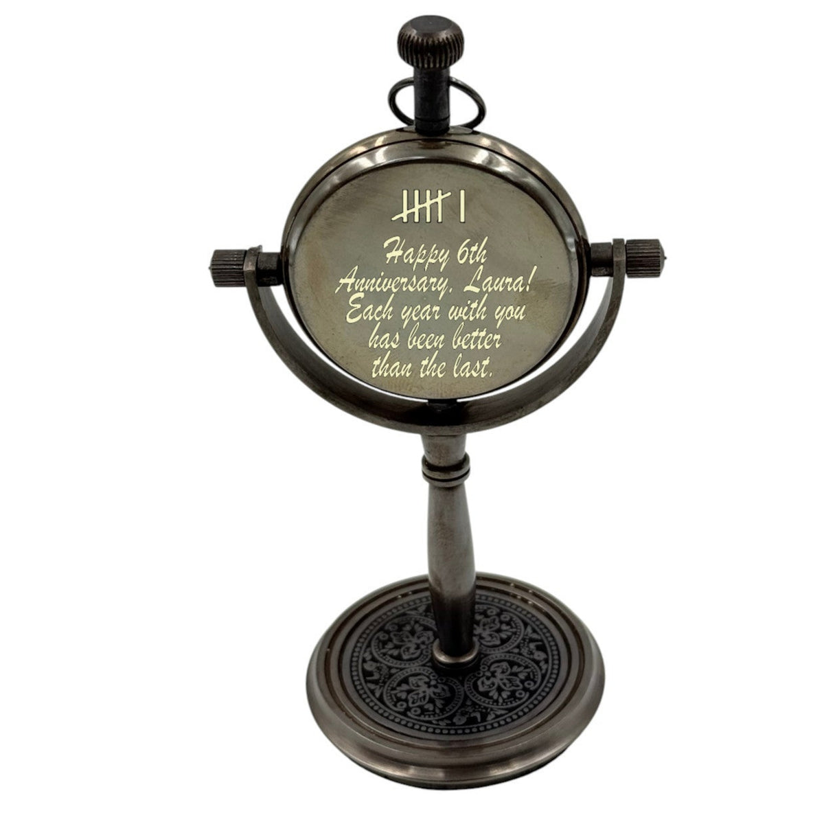 Personalised 6th Sugar Anniversary Desk Clock