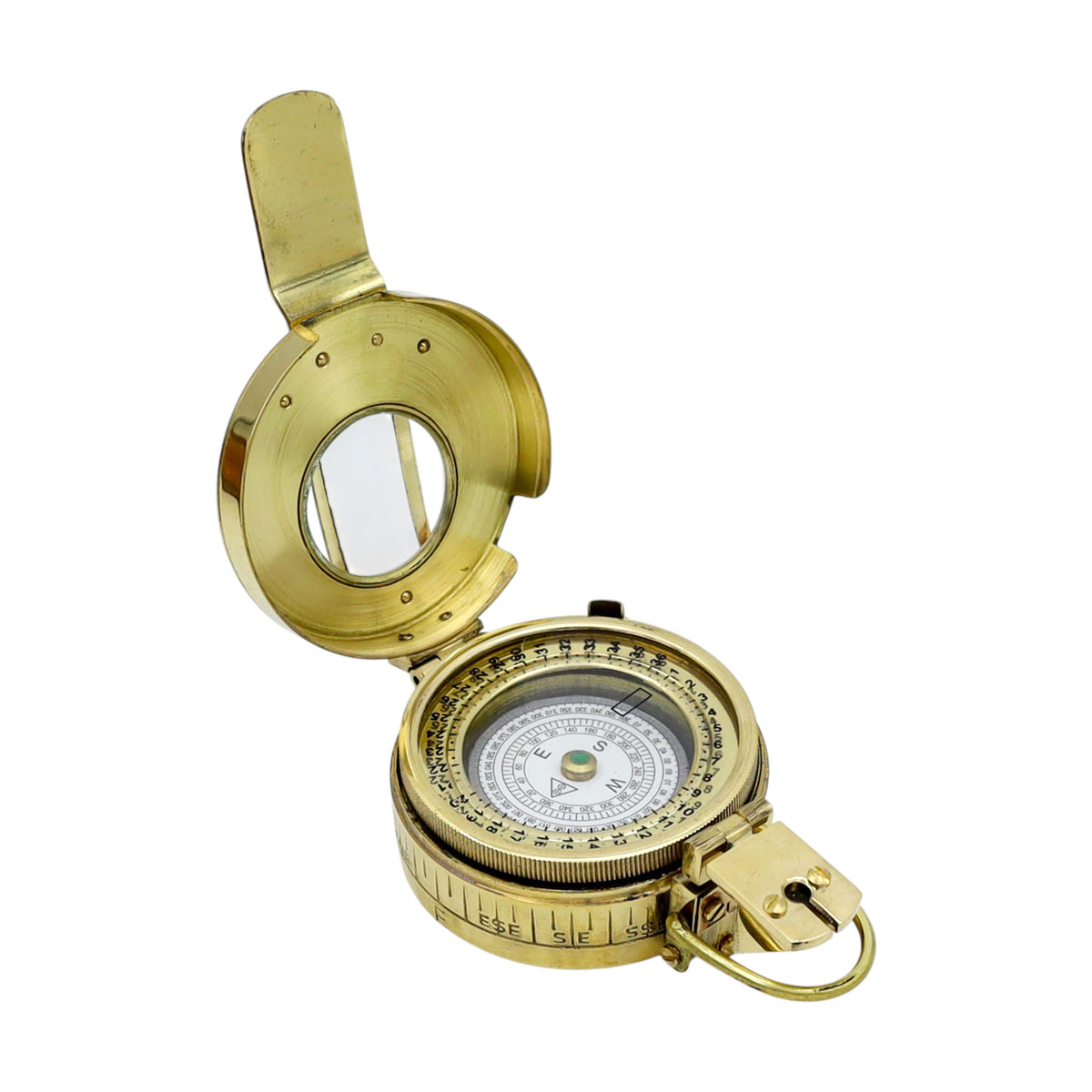 Personalised Brass Prismatic Marching Compass with Wooden Box