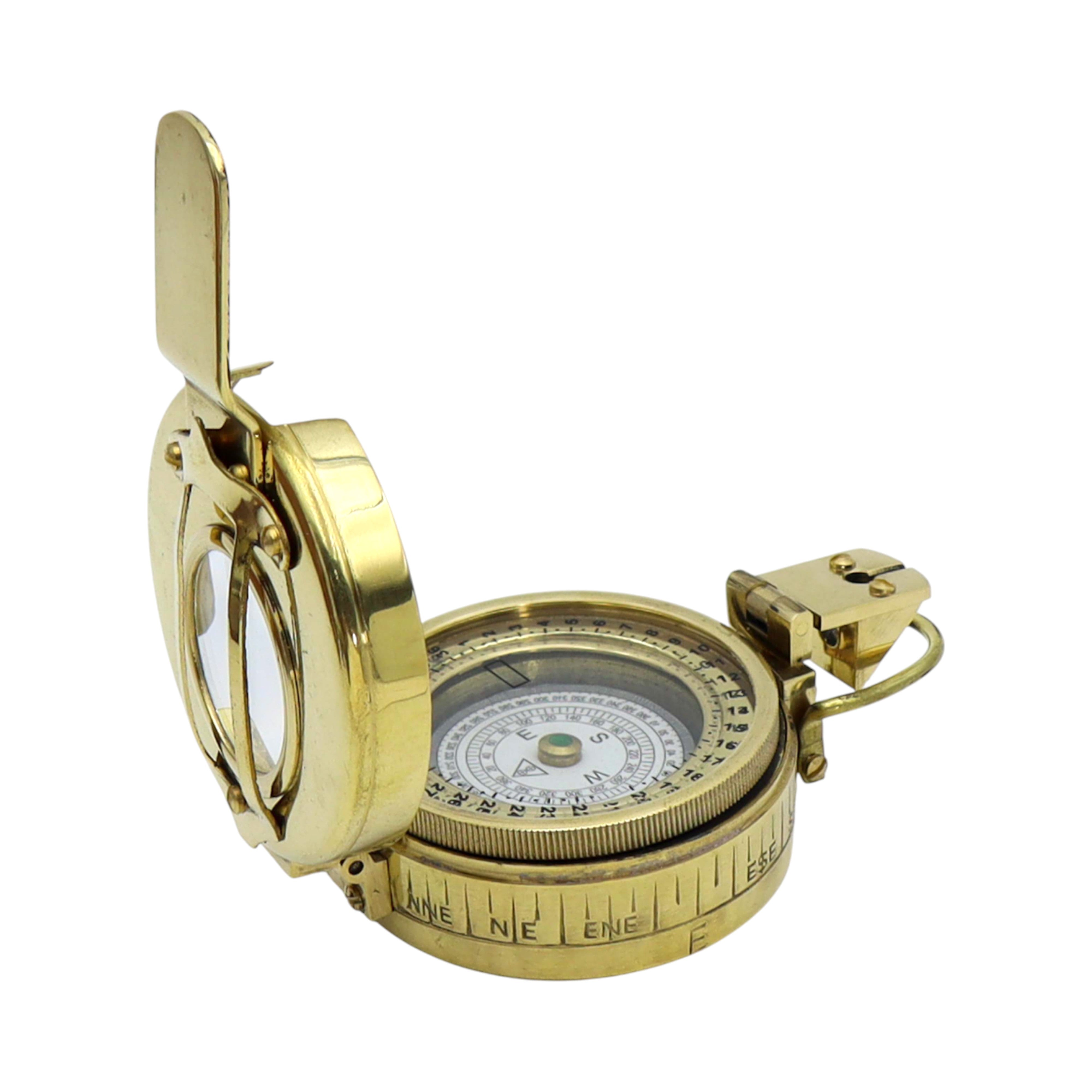 Personalised Brass Prismatic Marching Compass with Wooden Box