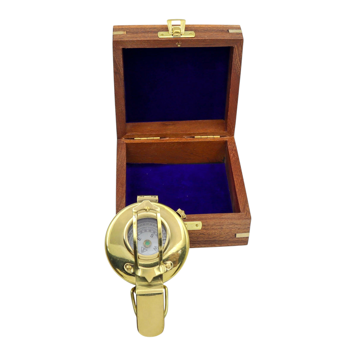 Personalised Brass Prismatic Marching Compass with Wooden Box