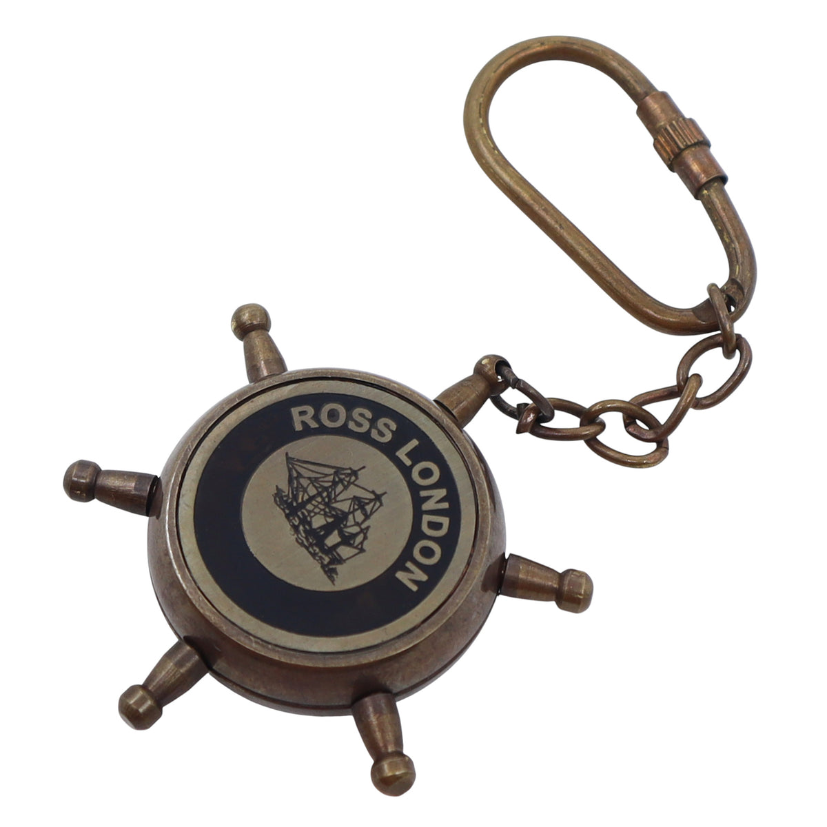 Bronze Ship Wheel Compass Keyring