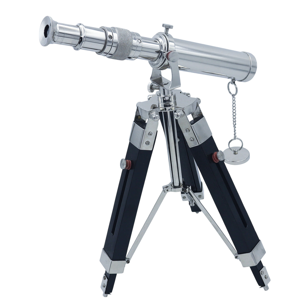Personalised Chrome Telescope with Black Wooden Tripod