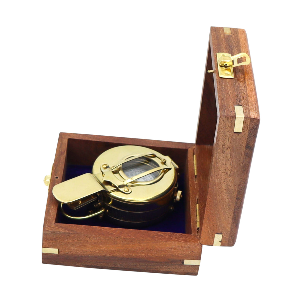 Personalised Brass Prismatic Marching Compass with Wooden Box